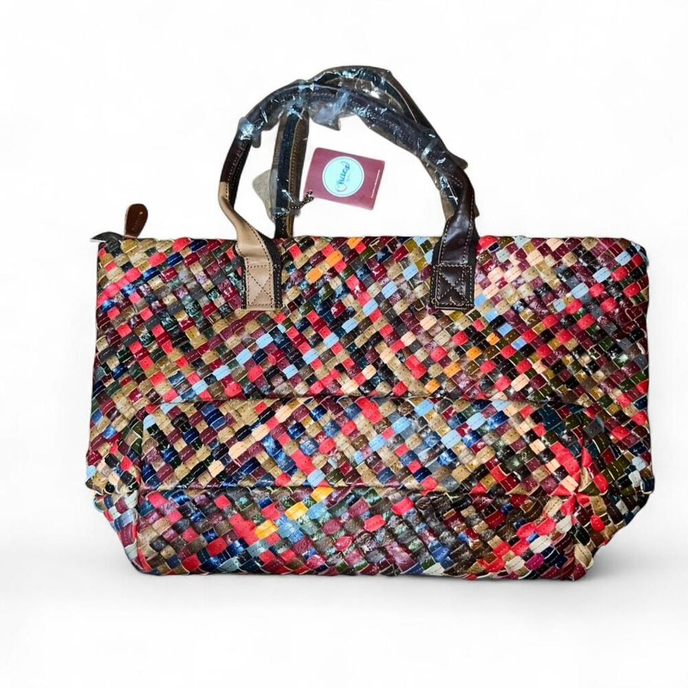 Chaos by Elsie Women's Multicolored Woven Genuine Leather Handbag Purse NWT - Picture 2 of 4